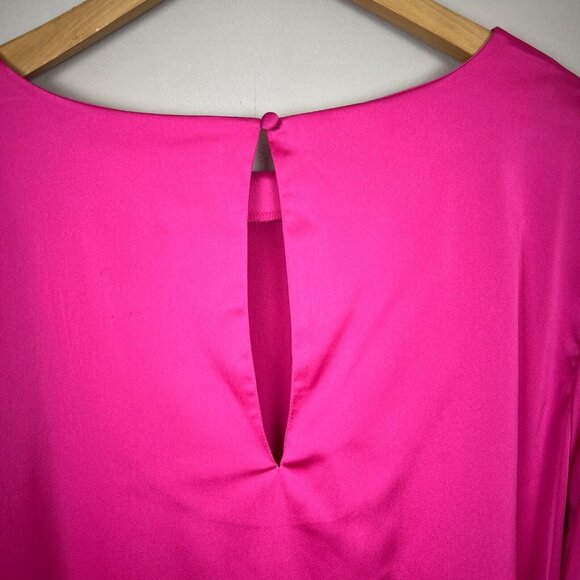 ShopDandy‎ The Drop Dress Womens XXL Pink Satin Long Bishop Sleeve Belted Sleeve - Picture 10 of 15